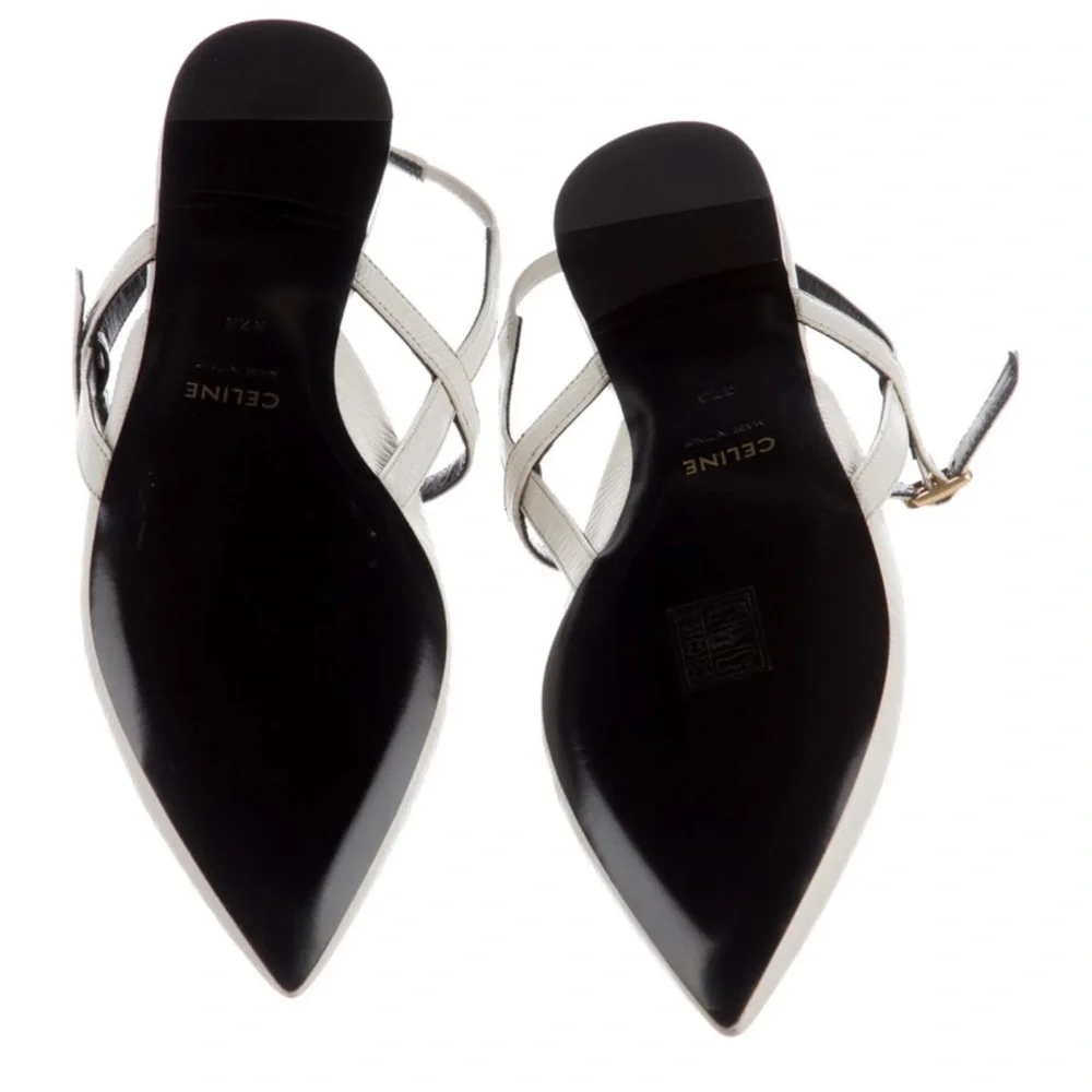 Celine | White Leather Slingbacks - Picture 5 of 5